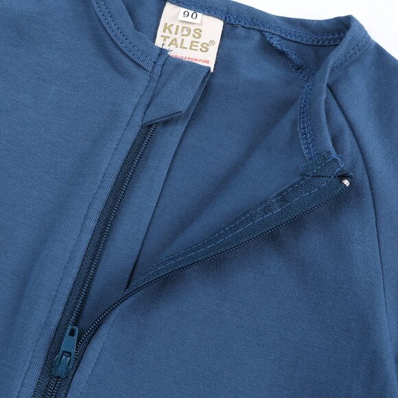 MONOGRAM-BABY ROMPER-*NWT* Short Sleeve Short Double Zipper Bodysuit Cotton Blue - Picture 4 of 16